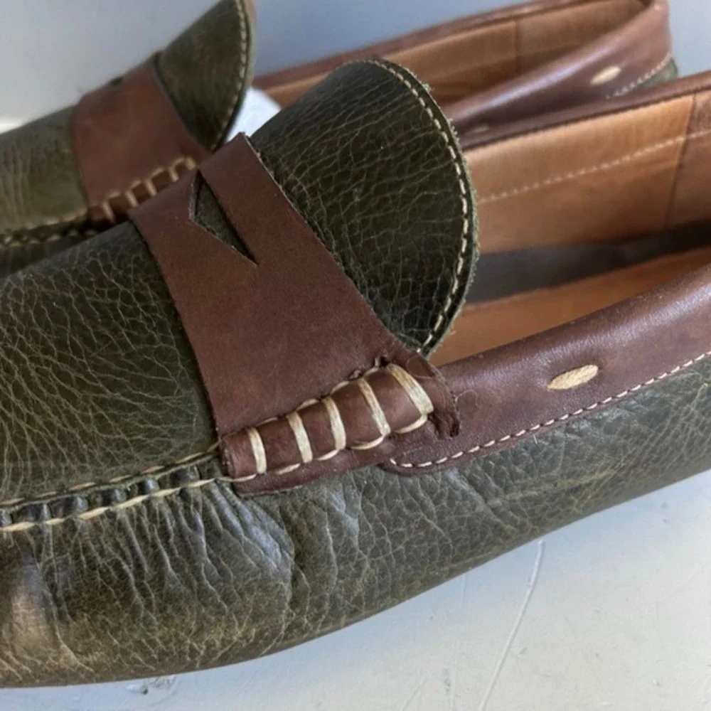 Johnston‎ & Murphy Drivers Penny Loafer Mens 9.5 Green Sheepskin Boat Preppy